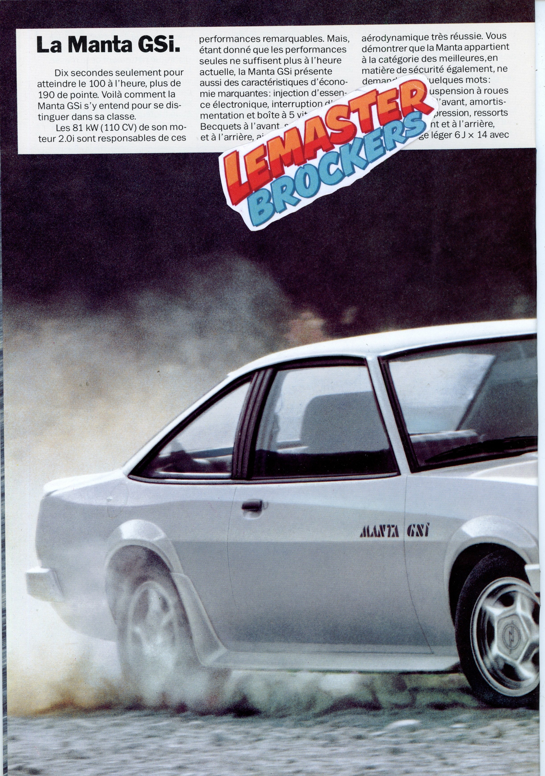 BROCHURE OPEL MANTA GSI 1987