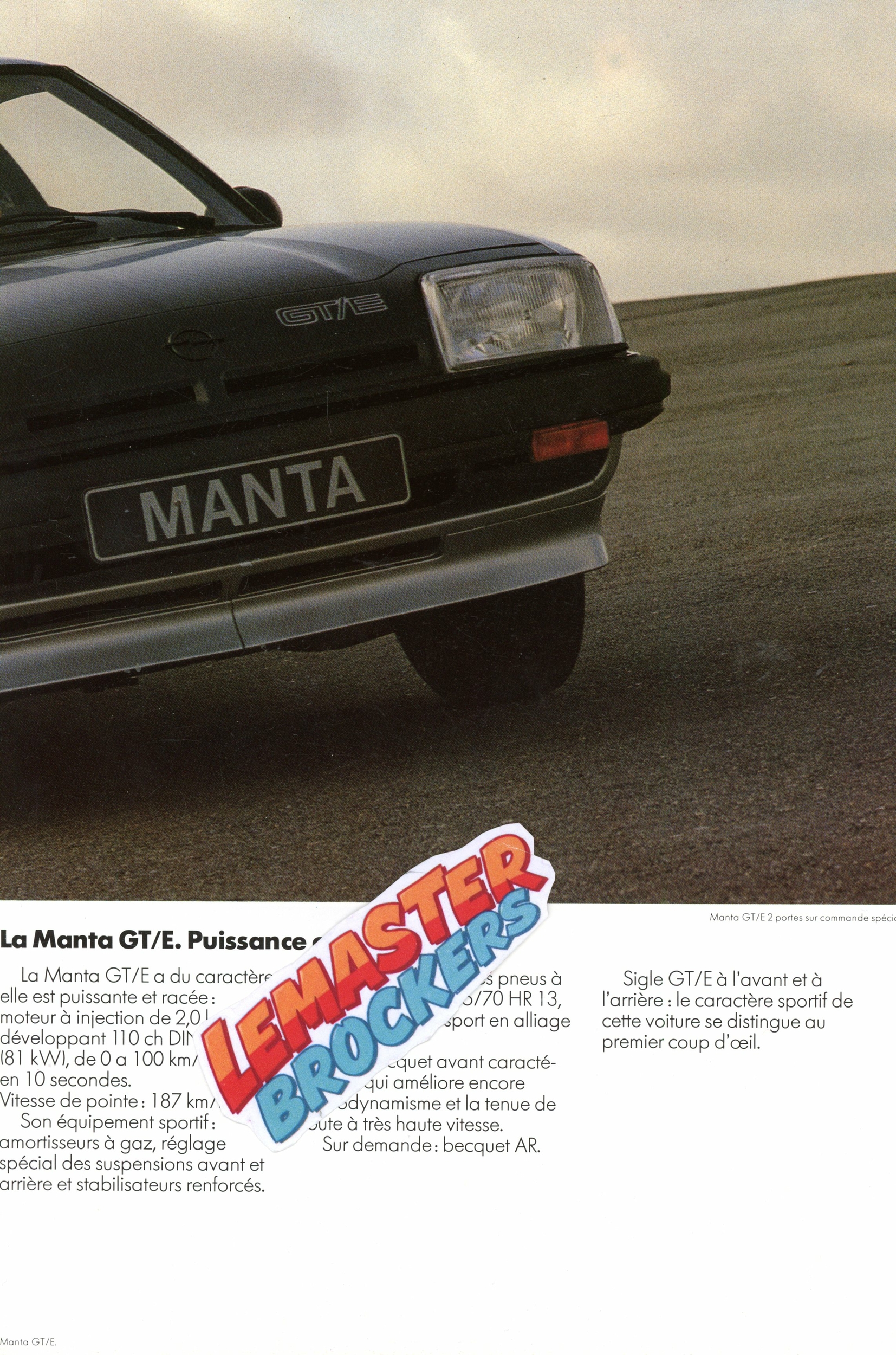 BROCHURE OPEL MANTA CC GT-J LS GT/E BERLINETTA