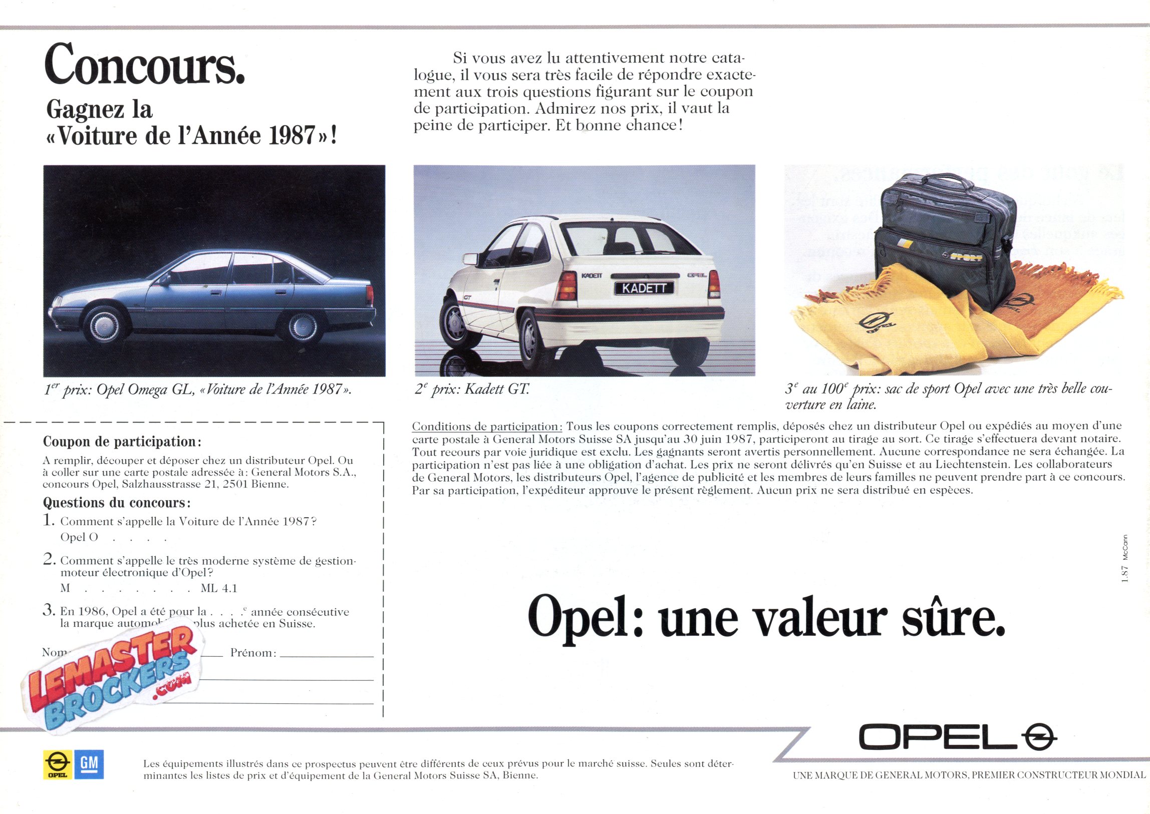 BROCHURE OPEL CORSA KADETT ASCONA OMEGA SENATOR