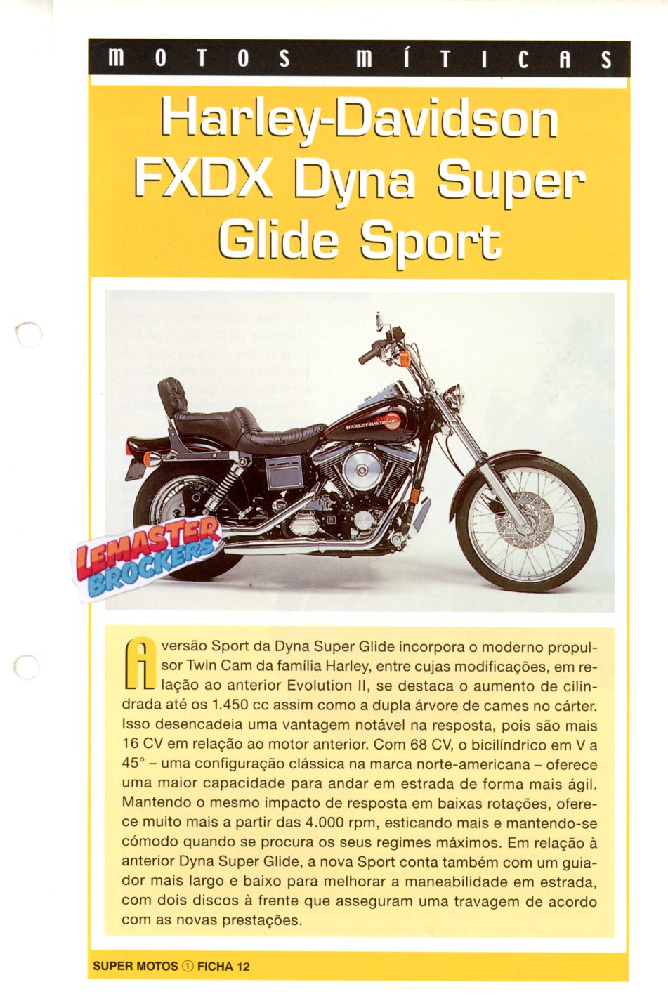 FICHE MOTO HARLEY-DAVIDSON FXDX DYNA SUPER GLIDE SPORT