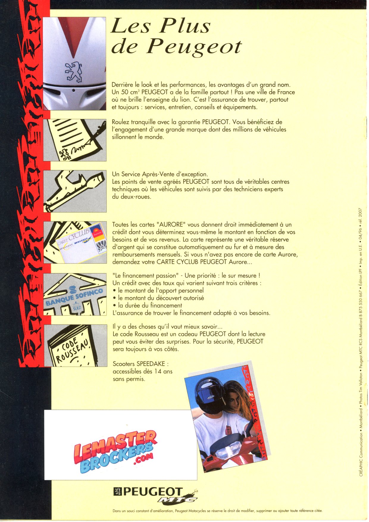 BROCHURE SCOOTER PEUGEOT SPEEDAKE 1996