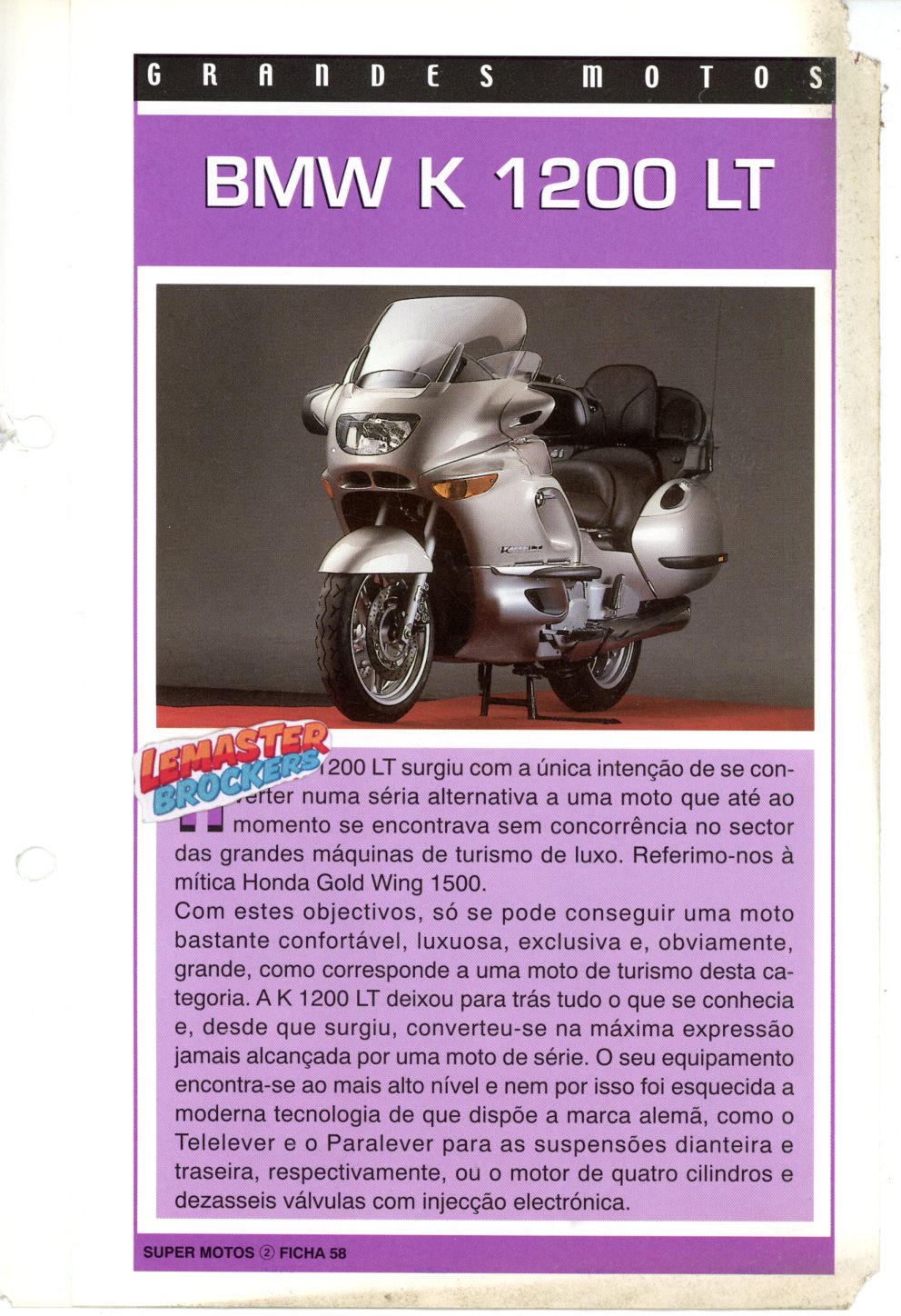 FICHE MOTO BMW K 1200 LT