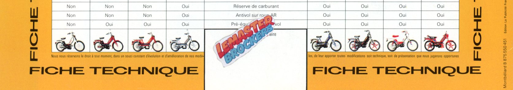 BROCHURE PEUGEOT 103 ZR ZT MV MVL SP SLC CRX RACING