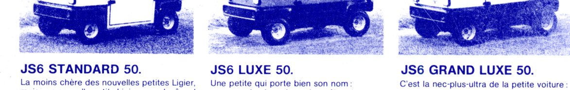 FEUILLET PUBLICITAIRE LIGIER JS6 LUXE STANDARD GRAND LUXE 50