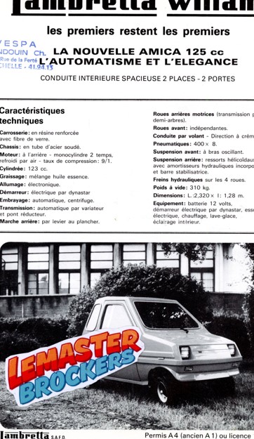 FEUILLET PUBLICITAIRE LAMBRETTA WILLAM 125CC