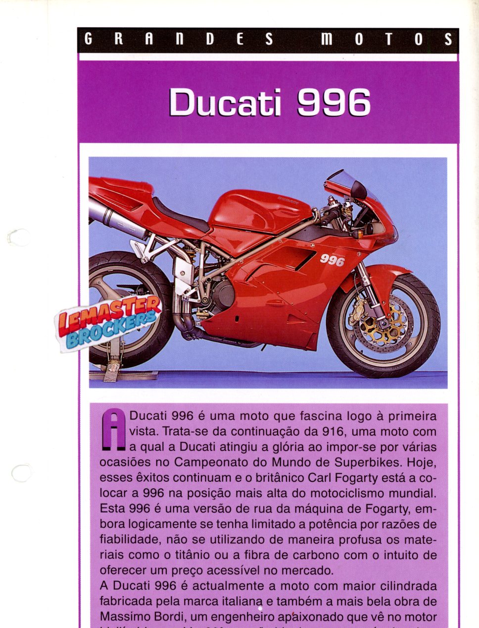 FICHE MOTO DUCATI 996
