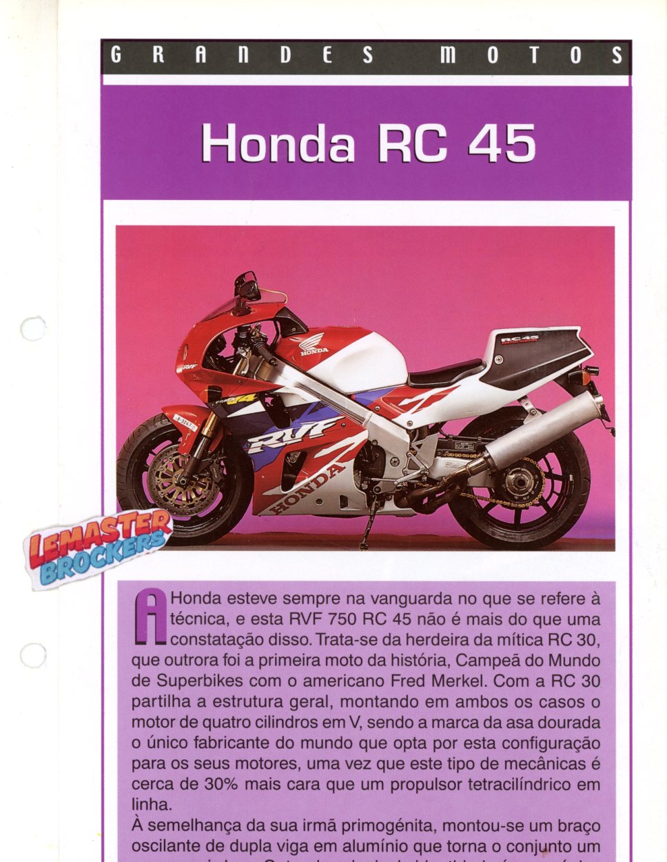 FICHE MOTO HONDA RC45