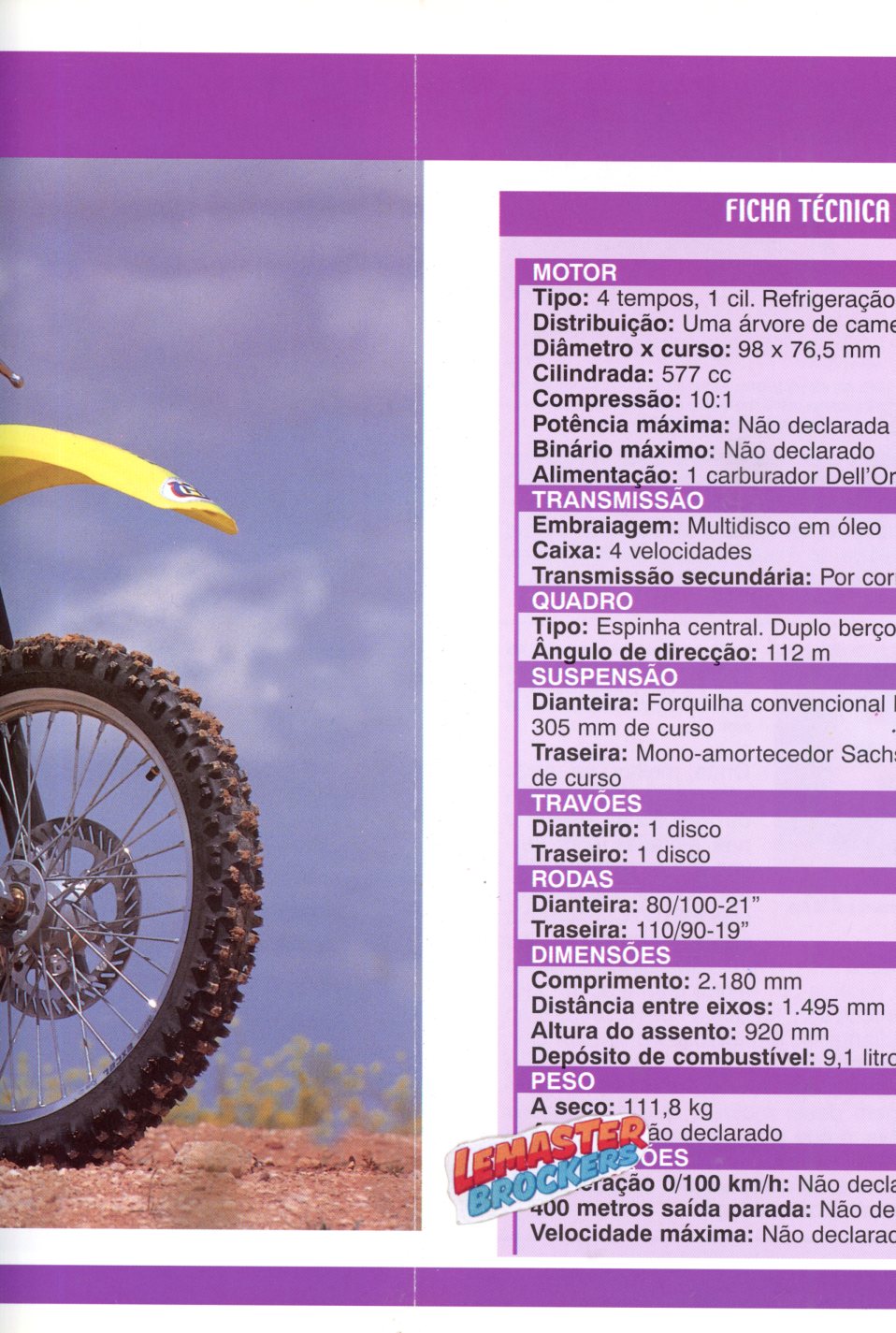 FICHE MOTO HUSQVARNA TC 610