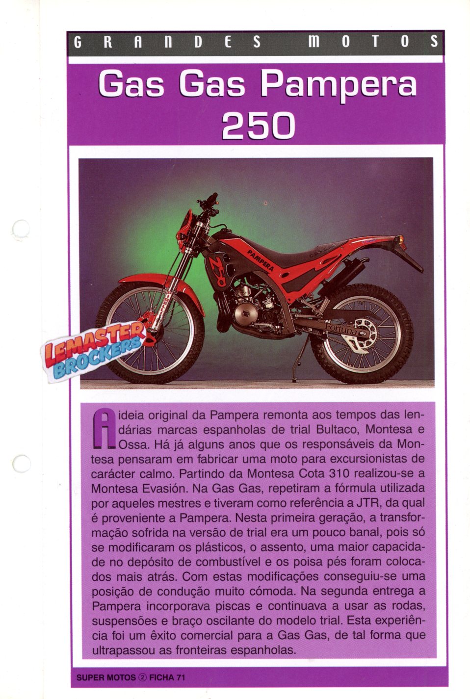 FICHE MOTO GAS GAS PAMPERA 250