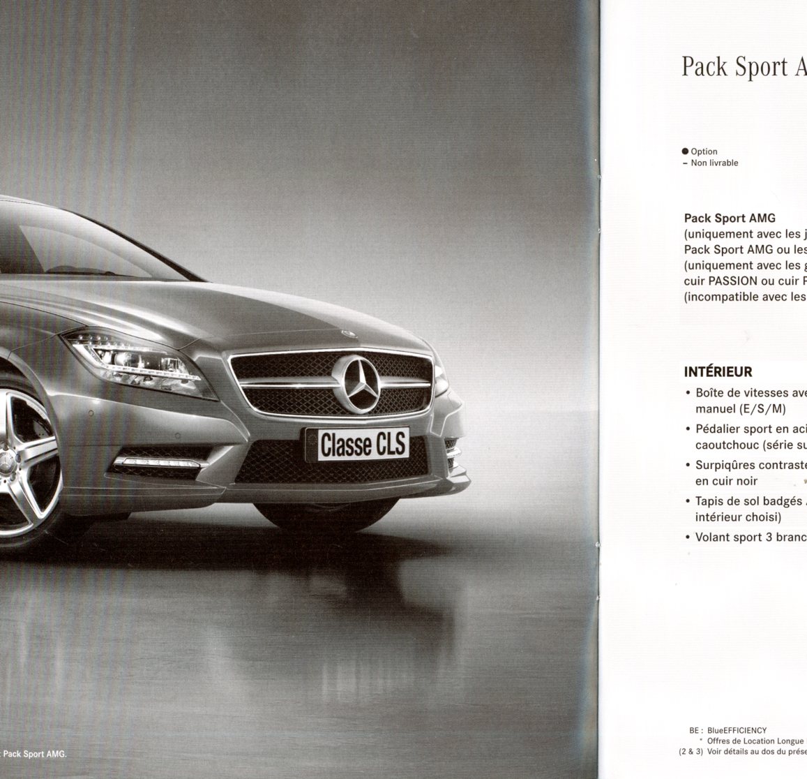 BROCHURE MERCEDES CLS COUPE - TARIF ET EQUIPEMENTS ORIGINAUX 2012