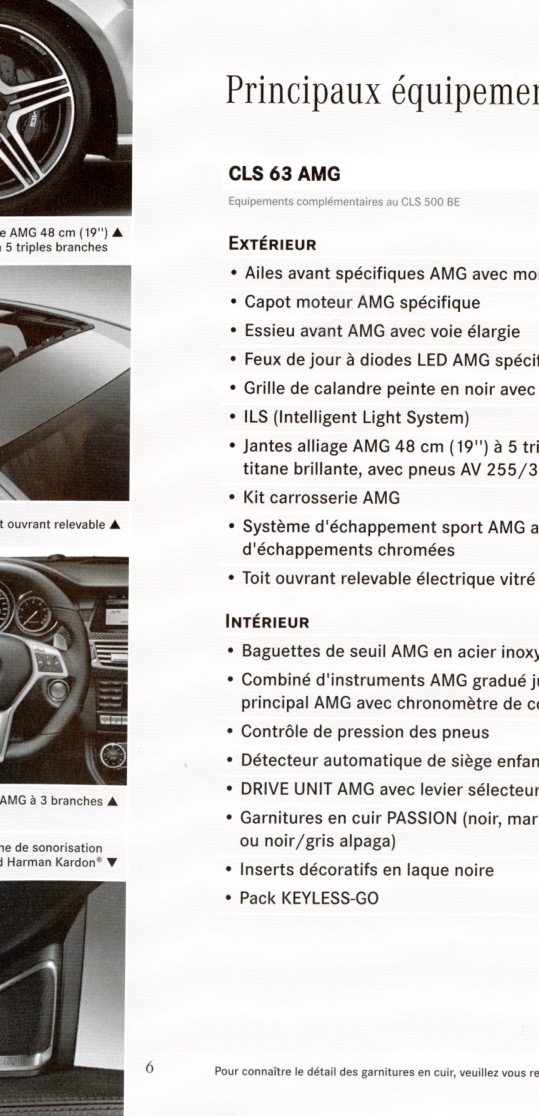 BROCHURE MERCEDES CLS COUPE - TARIF ET EQUIPEMENTS ORIGINAUX 2012