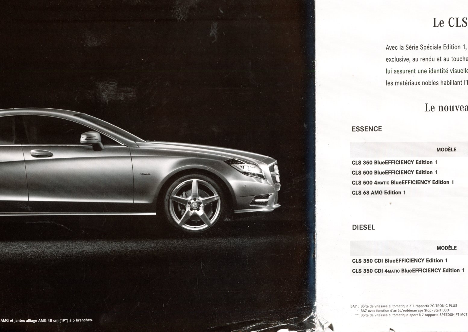 BROCHURE MERCEDES TARIF CLS COUPE EDITION 1 SERIE SPECIAL 2011