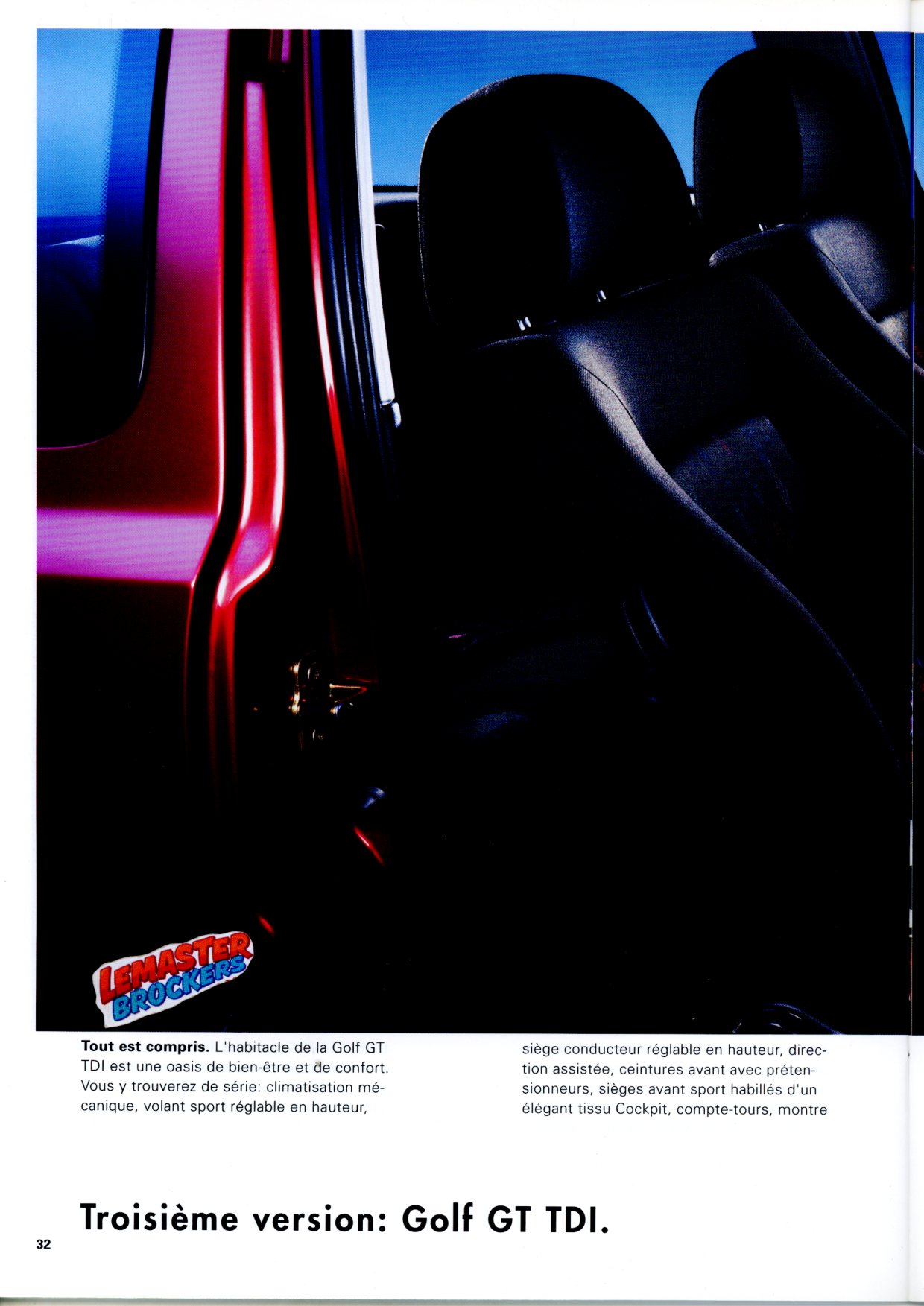 CATALOGUE VW GOLF - JUILLET 1995