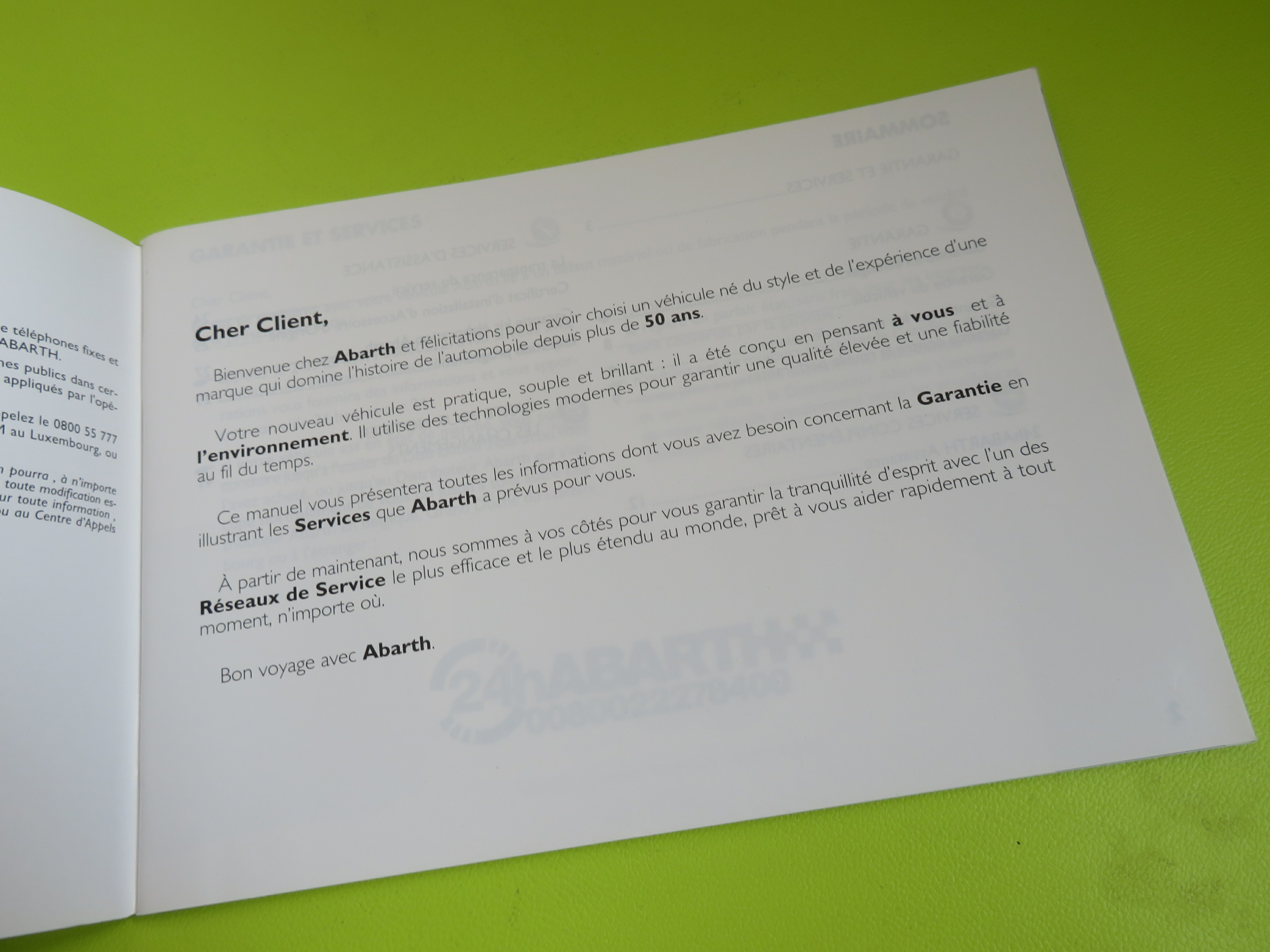 CARNET GARANTIE ET SERVICE ABARTH - ÉDITION BILINGUE
