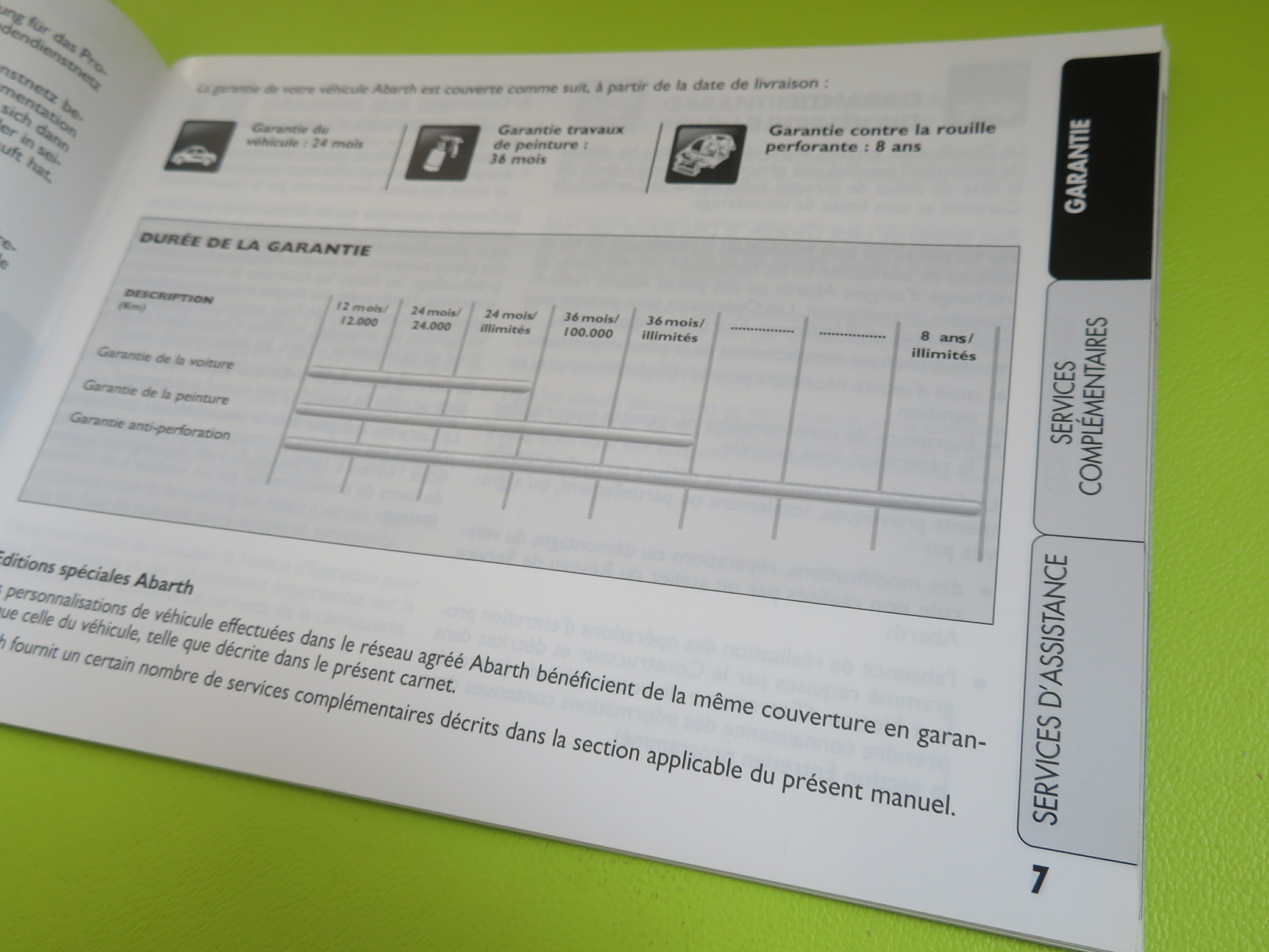 CARNET GARANTIE ET SERVICE ABARTH - ÉDITION BILINGUE