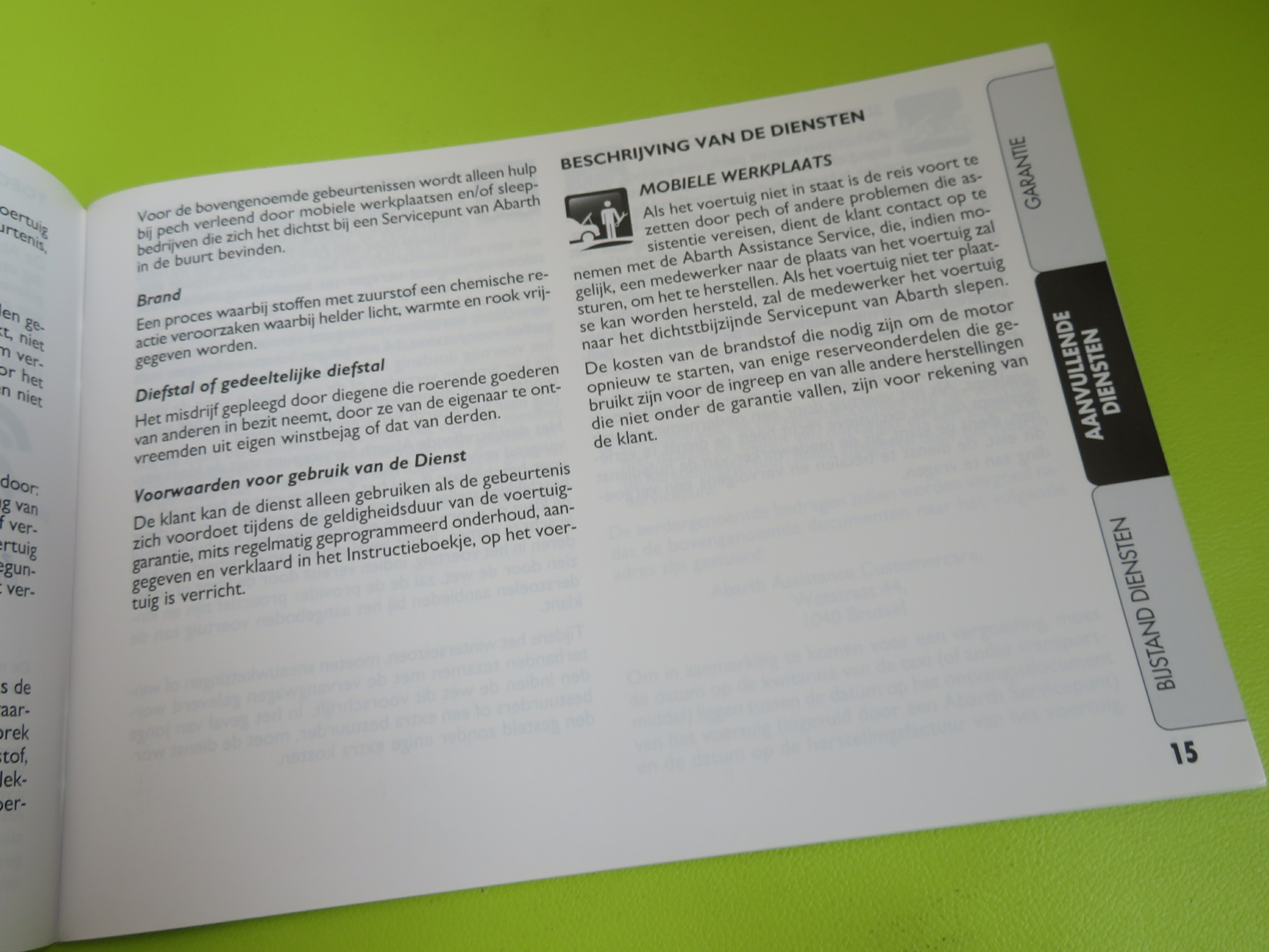 CARNET GARANTIE ET SERVICE ABARTH - ÉDITION BILINGUE