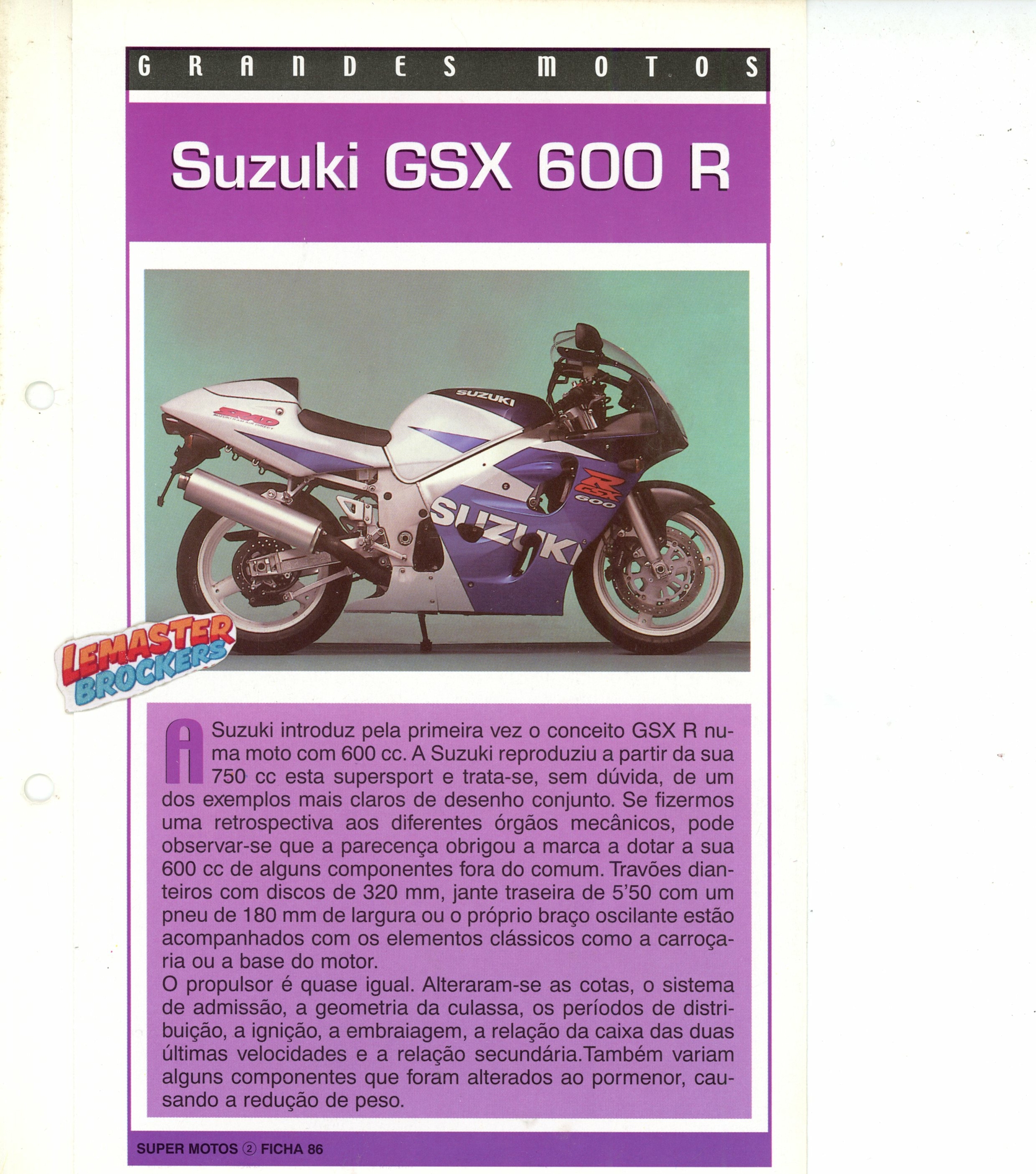 FICHE COLLECTION MOTO SUZUKI GSX600R