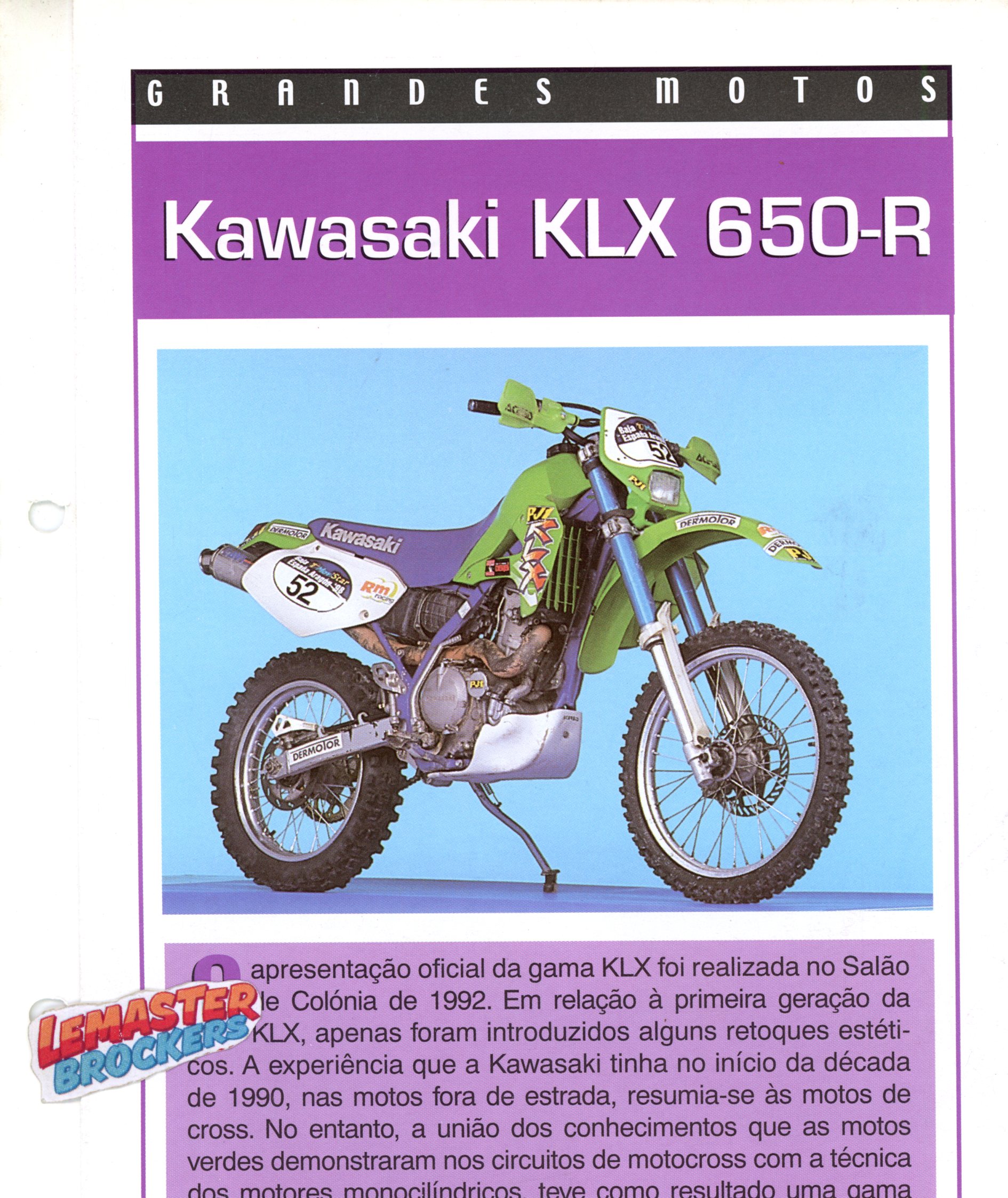 FICHE MOTO KAWASAKI KLX650 R