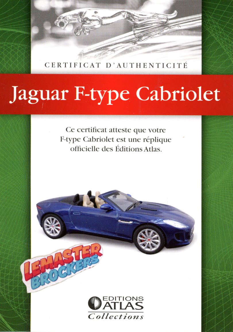 FICHE DE CERTIFICAT DAUTHENTICITÉ JAGUAR F-TYPE CABRIOLET
