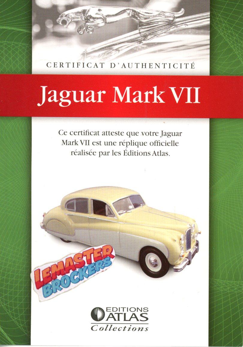 FICHE DE CERTIFICAT DAUTHENTICITÉ JAGUAR MARK VII