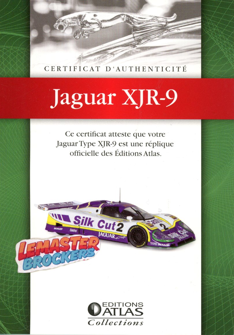 FICHE DE CERTIFICAT DAUTHENTICITÉ JAGUAR XJR-9
