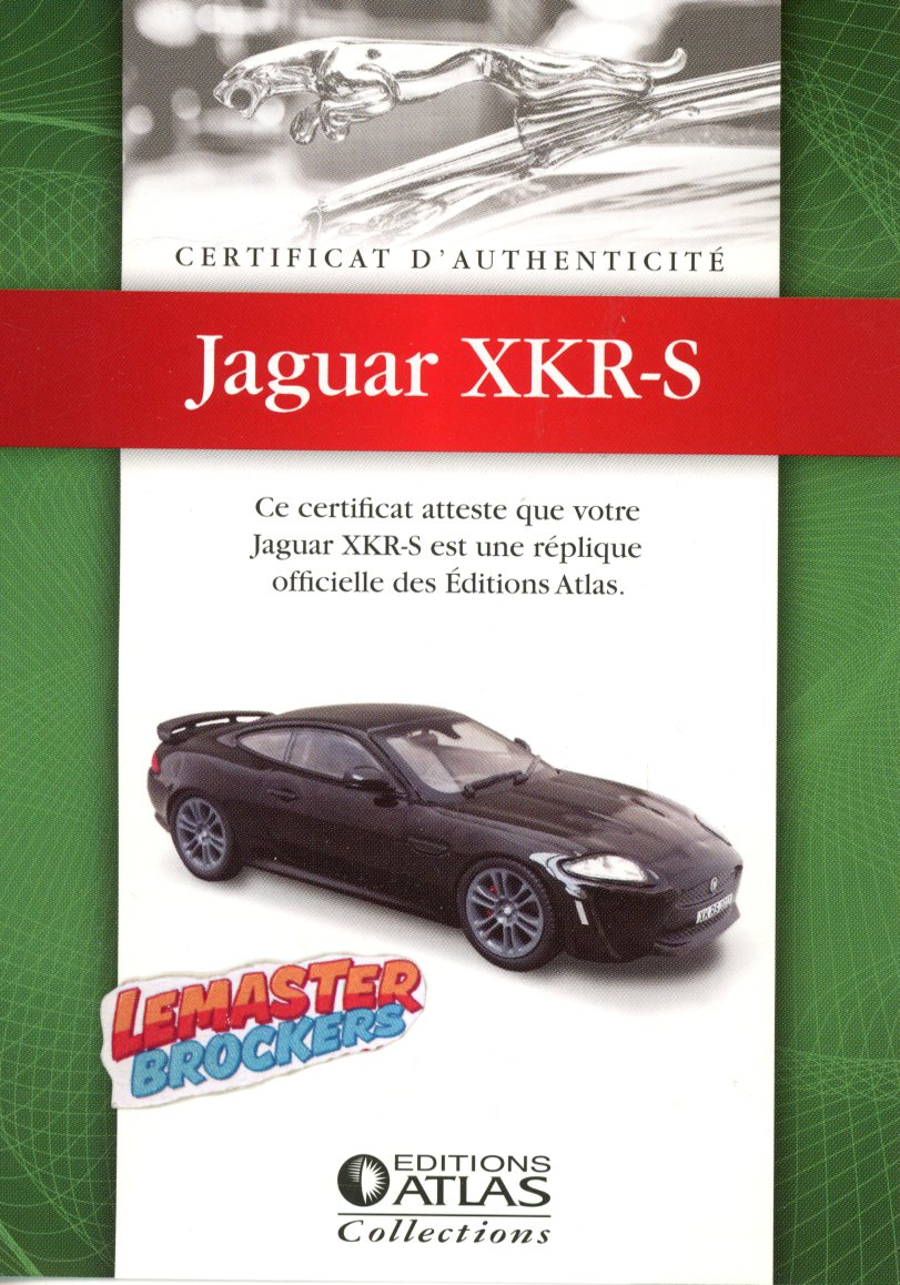 FICHE DE CERTIFICAT DAUTHENTICITÉ JAGUAR XKR-S