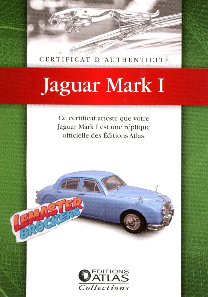 CERTIFICAT DAUTHENTICITÉ JAGUAR MARK I
