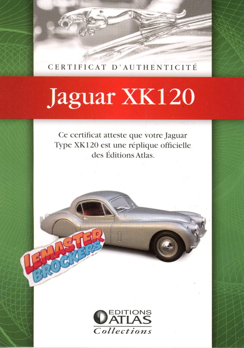 CERTIFICAT DAUTHENTICITÉ JAGUAR XK120