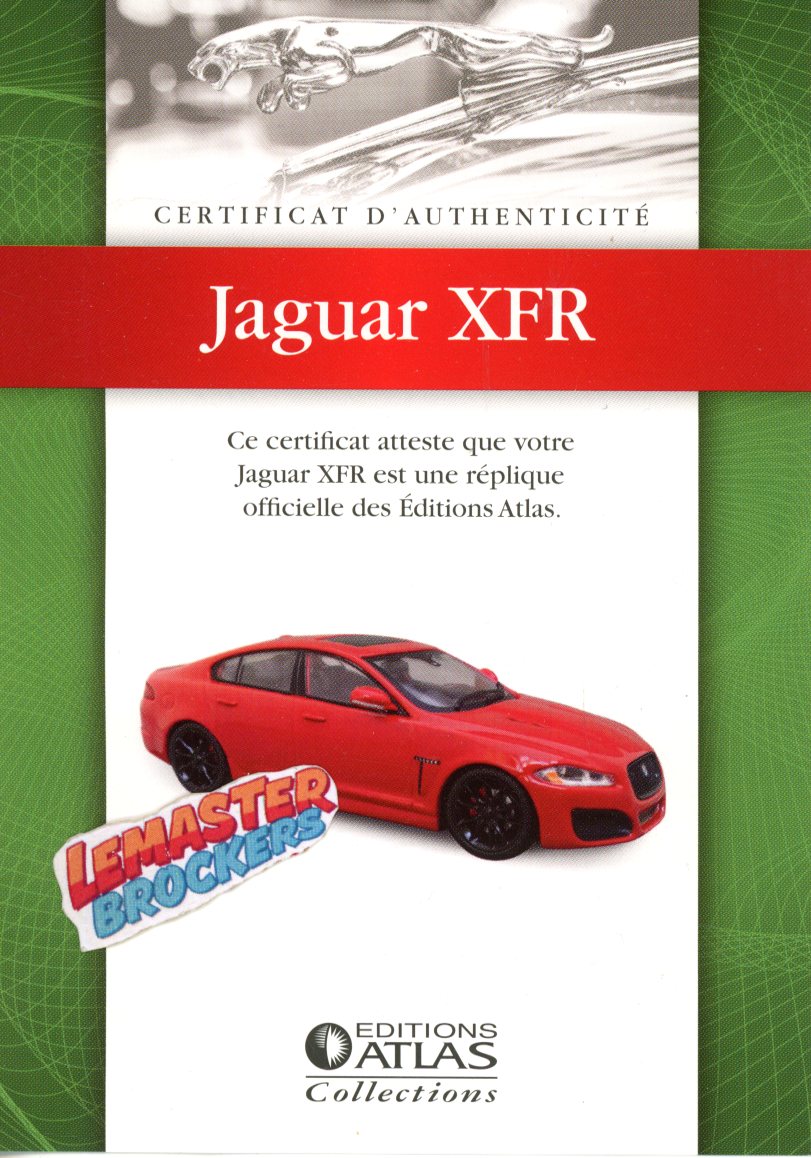 CERTIFICAT DAUTHENTICITÉ JAGUAR XFR