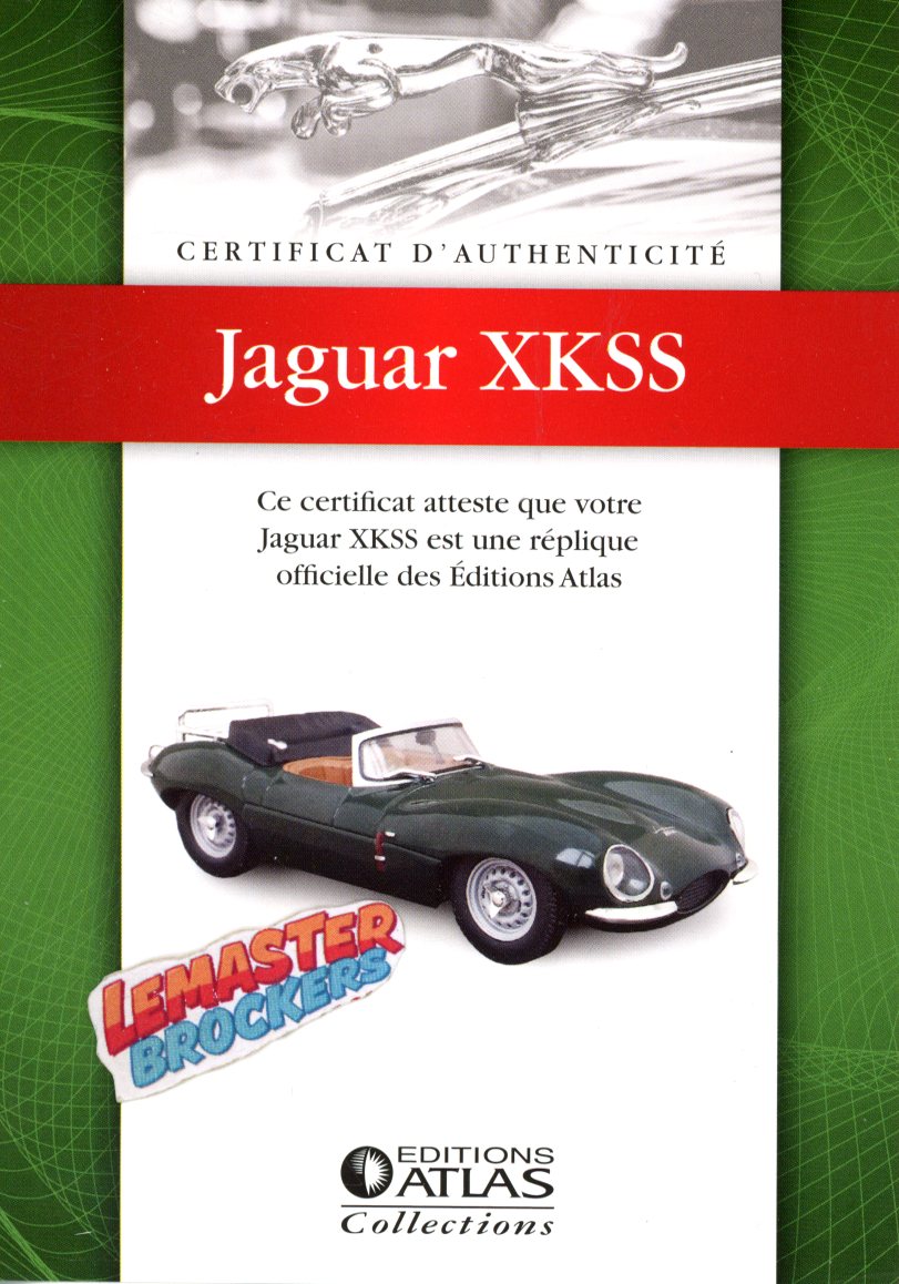 CERTIFICAT DAUTHENTICITÉ JAGUAR XKSS