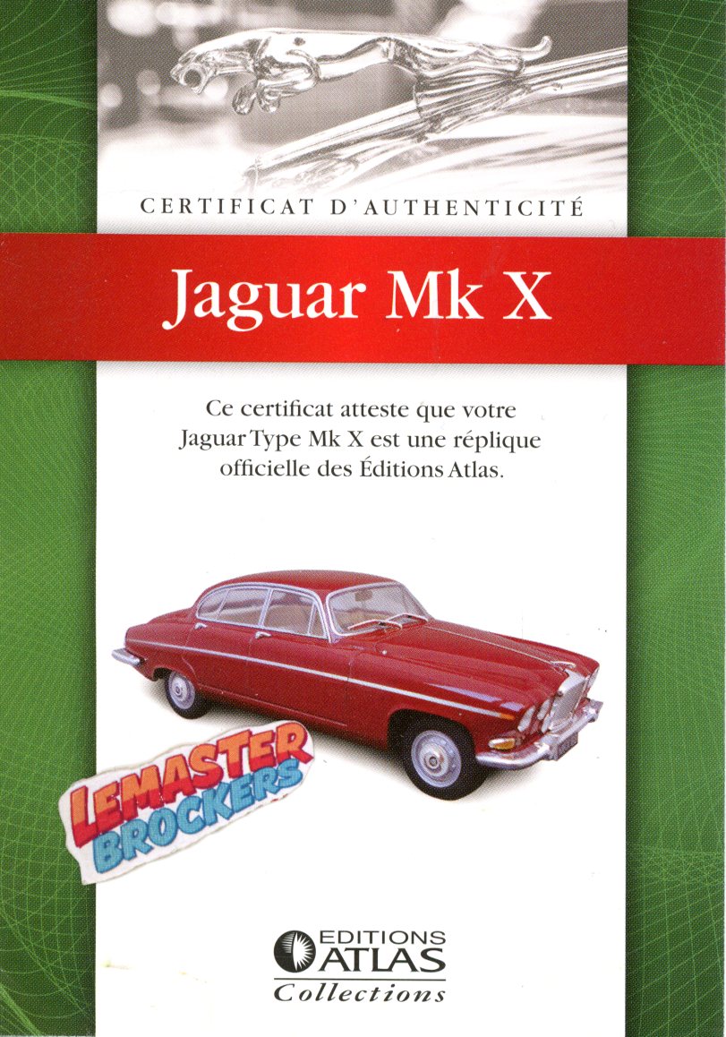 CERTIFICAT DAUTHENTICITÉ JAGUAR MK X