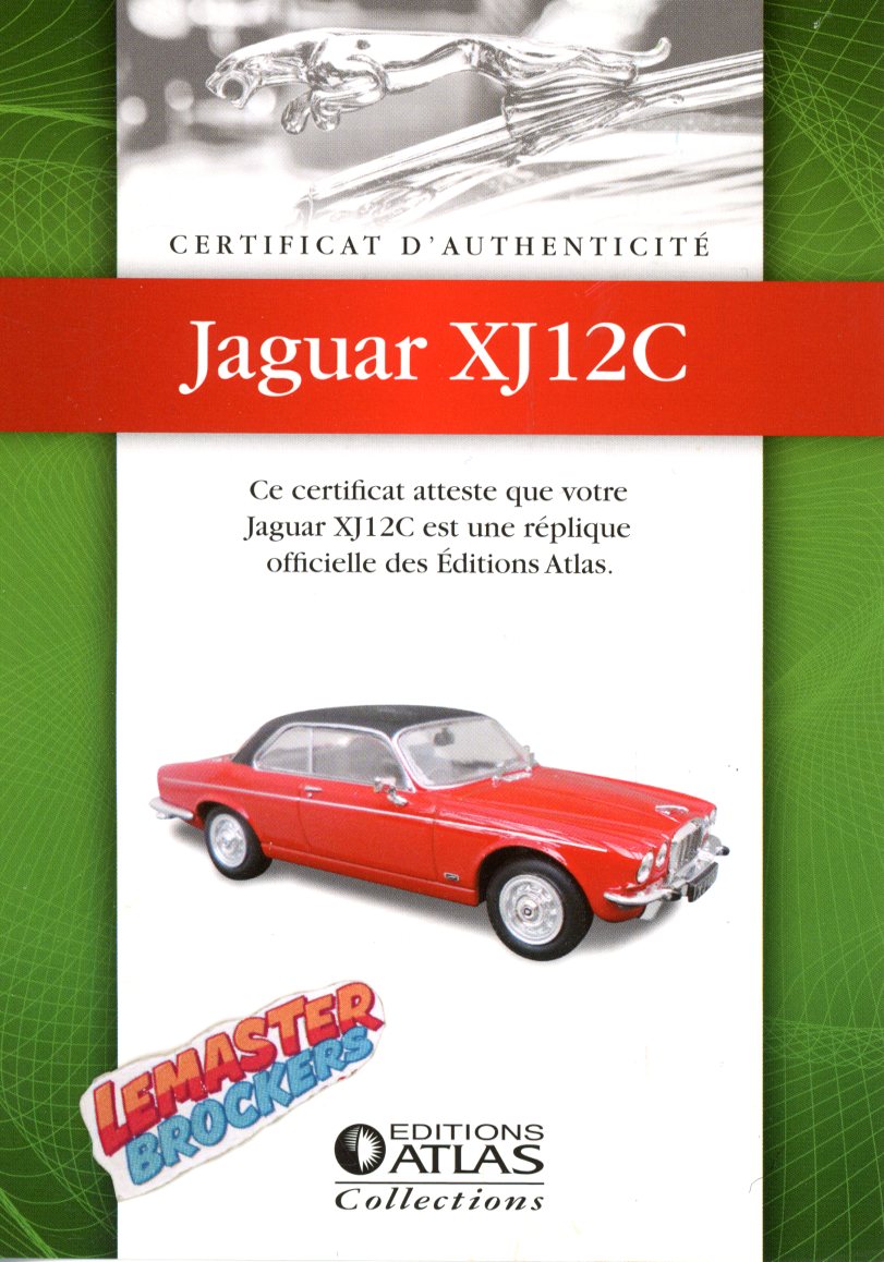 CERTIFICAT DAUTHENTICITÉ JAGUAR XJ12C