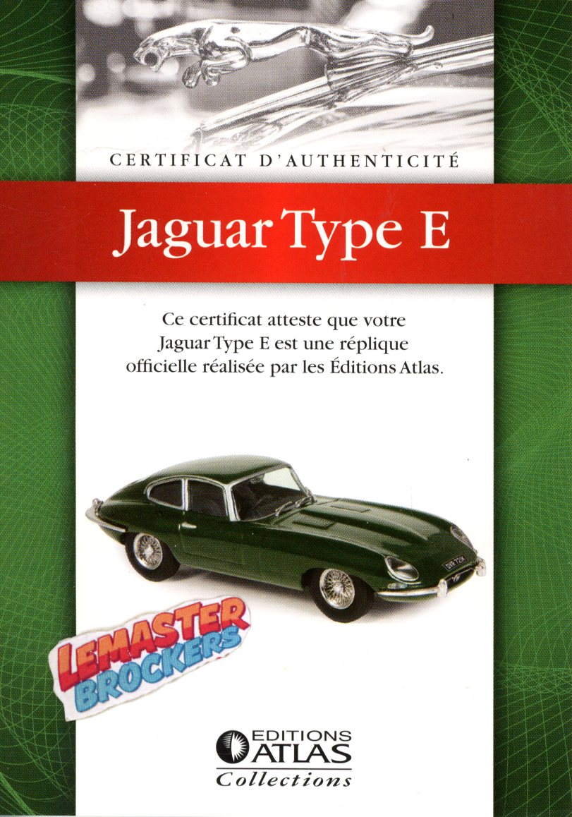 CERTIFICAT DAUTHENTICITÉ JAGUAR TYPE E