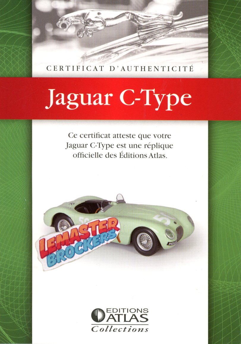 CERTIFICAT DAUTHENTICITÉ JAGUAR C-TYPE