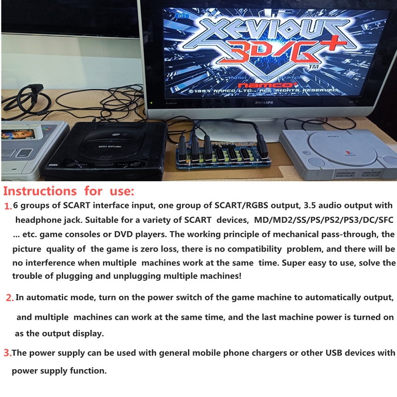 DISTRIBUTEUR PERITEL VIDEO SCART 7 EN 1 AVEC COMMUTATEUR