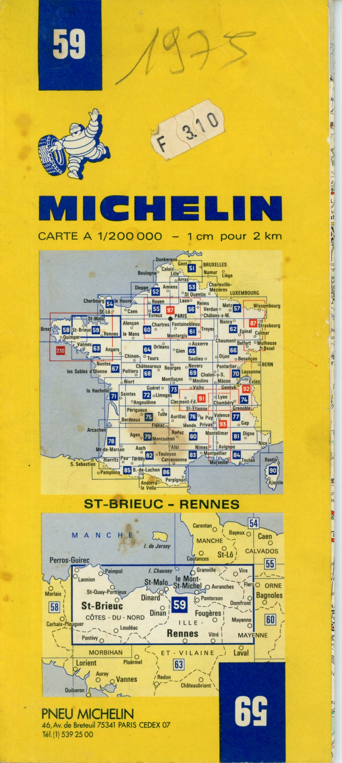 CARTE-ROUTIÈRE-MICHELIN-59-1975-LEMASTERBROCKERS-COLLECTION-CARTE-MICHELIN