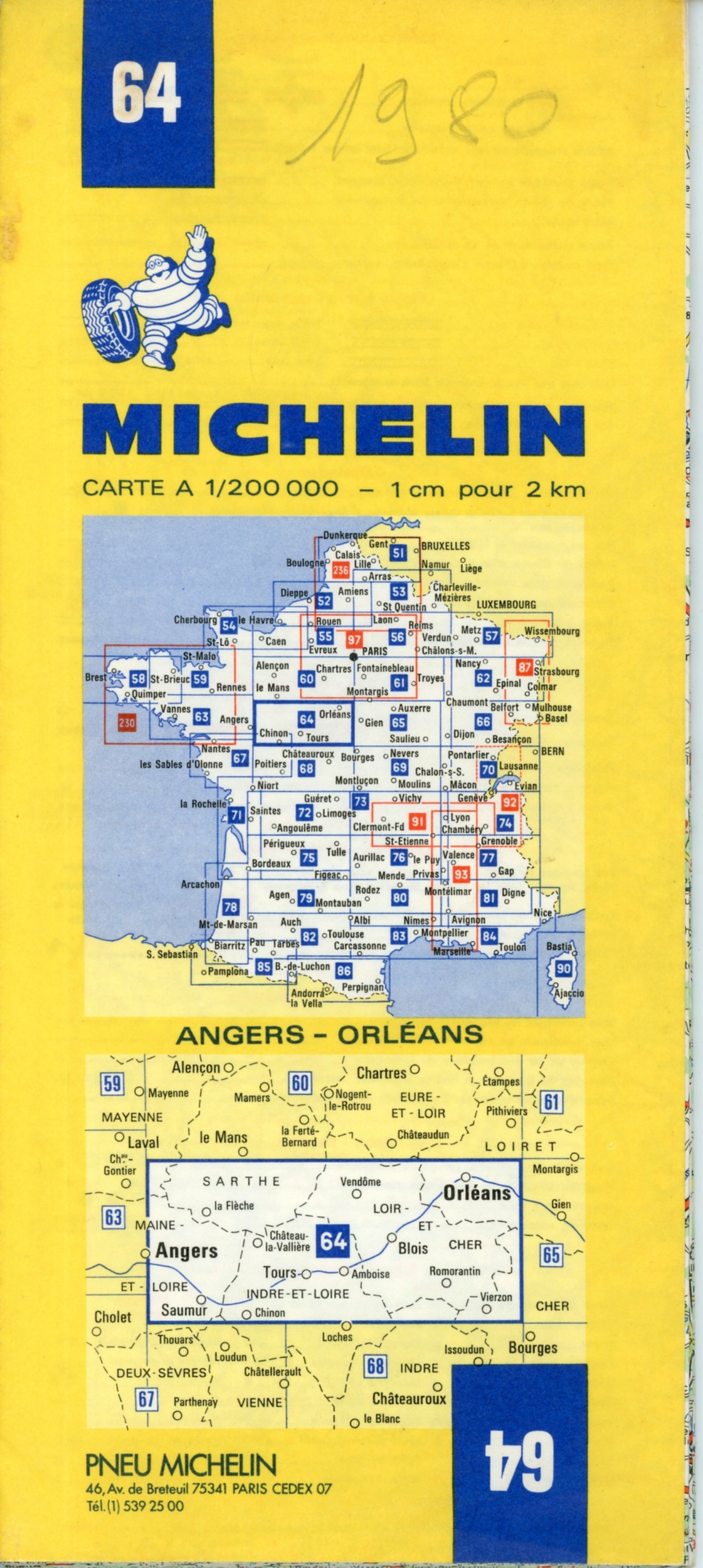 CARTE-ROUTIÈRE-MICHELIN-64-1980-LEMASTERBROCKERS-COLLECTION-CARTE-MICHELIN