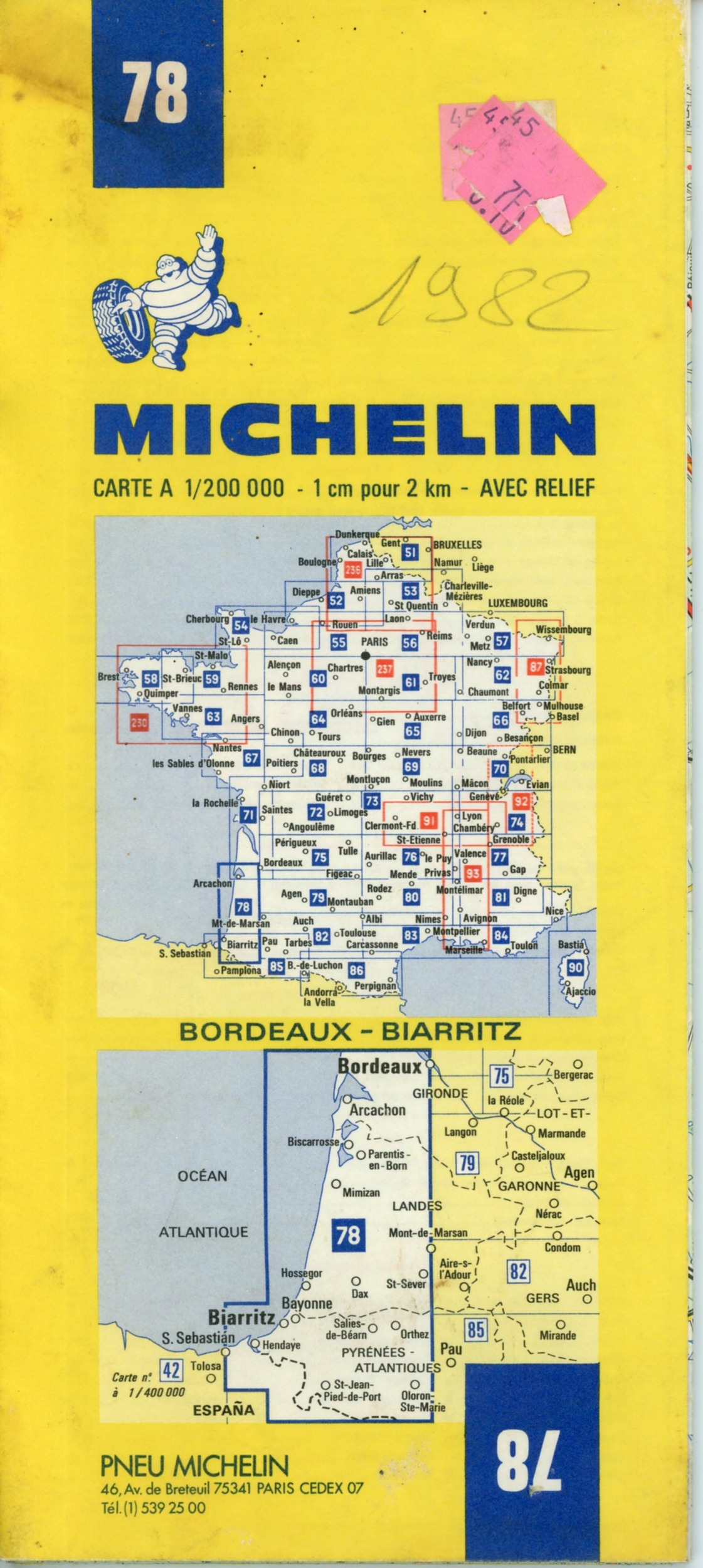 CARTE-ROUTIÈRE-MICHELIN-78-1982-LEMASTERBROCKERS-COLLECTION-CARTE-MICHELIN