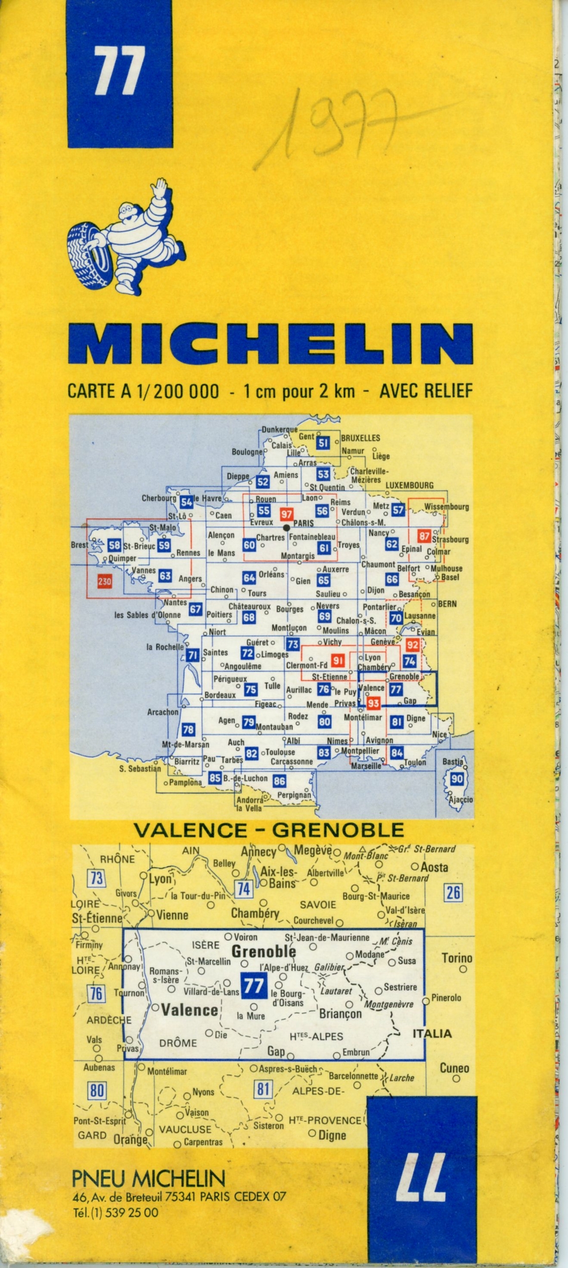 CARTE-ROUTIÈRE-MICHELIN-77-1977-LEMASTERBROCKERS-COLLECTION-CARTE-MICHELIN