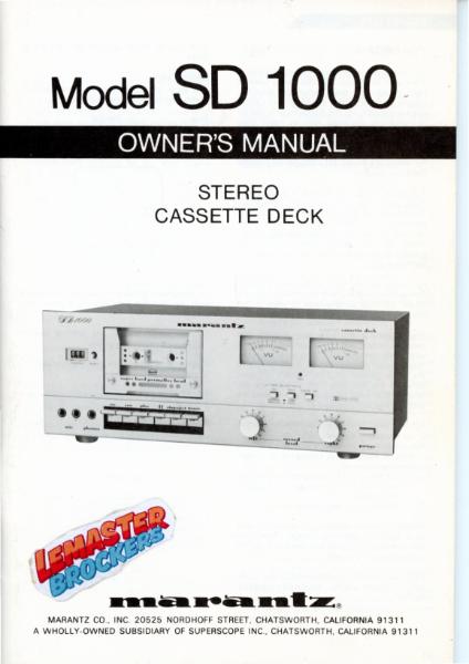 MANUEL MARANTZ SD 1000 – PHOTOCOPIE IMPRIMÉE DE QUALITÉ – MODE D’EMPLOI