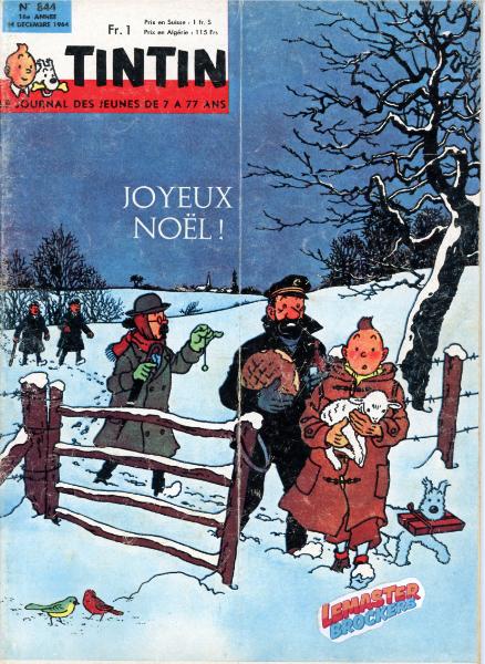 JOURNAL TINTIN N° 844 – 1964 – JOYEUX NOËL – COUVERTURE HERGÉ