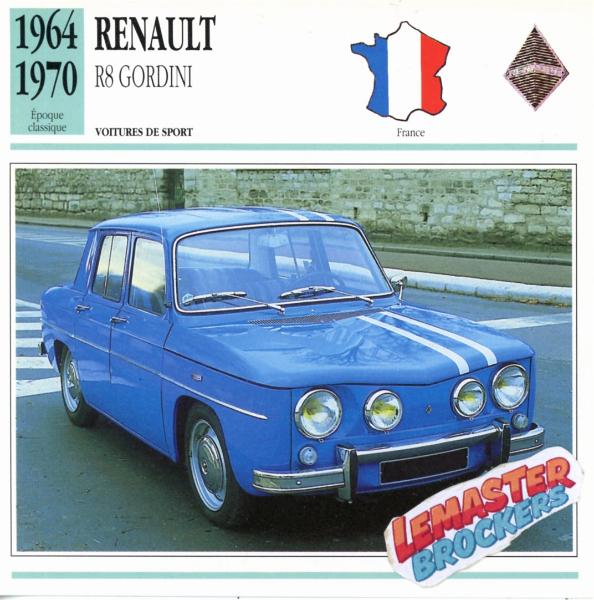 FICHE RENAULT R8 GORDINI 1964 1970