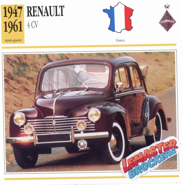 FICHE RENAULT 4CV 1947 1961