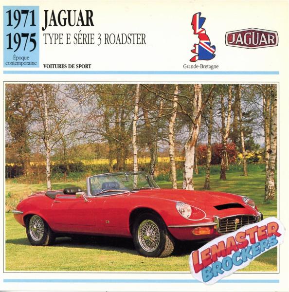 FICHE JAGUAR TYPE E SERIE 3 ROADSTER 1971 1975