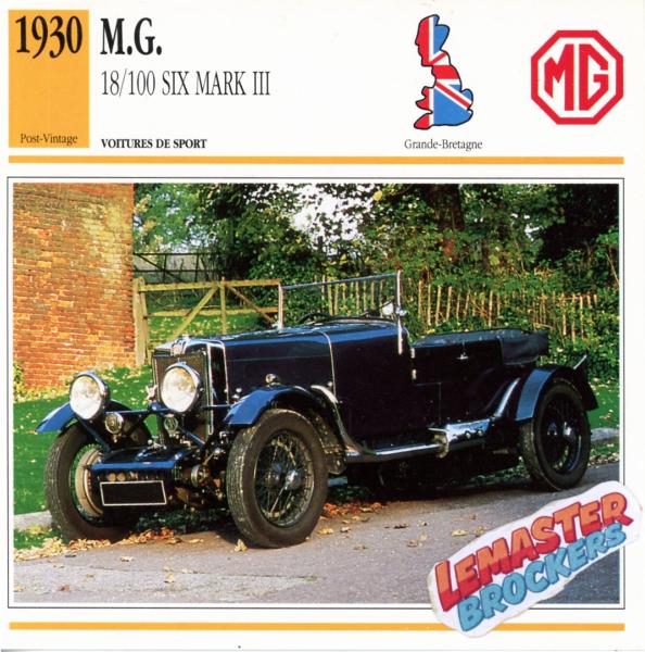 FICHE MG 18/100 SIX MARK III 1930