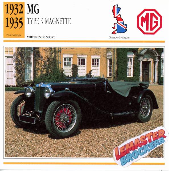FICHE MG K MAGNETTE 1932 1935
