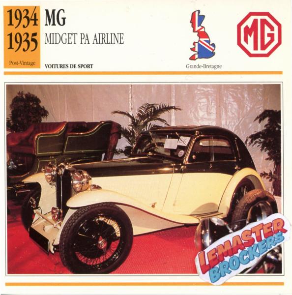 FICHE MG MIDGET PA AIRLINE 1934 1935