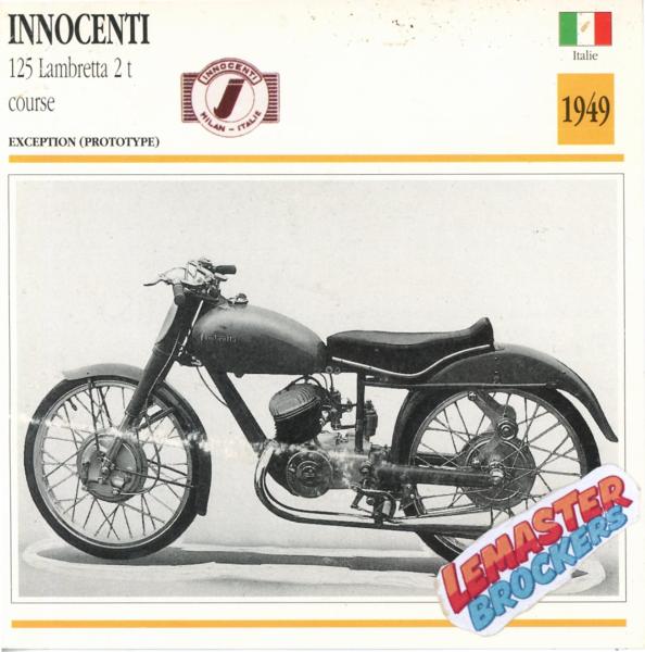 FICHE MOTO INNOCENTI 125 LAMBRETTA 2T COURSE 1949