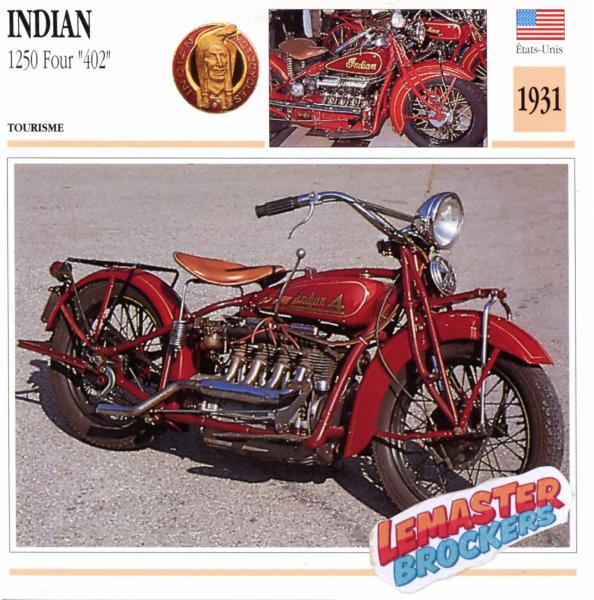 FICHE MOTO INDIAN 1250 FOUR "402" 1931