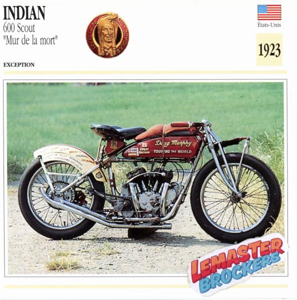 FICHE INDIAN 600 SCOUT MUR DE LA MORT 1923